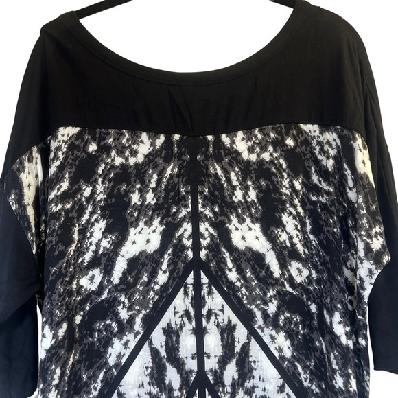 Michel Studio Women's Top 1X Black White Tunic 3/4 Length Sleeves - Picture 12 of 15
